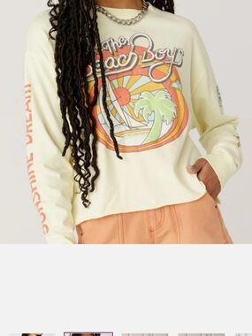 Daydreamer Beach Boys Graphic Long Sleeve Crop Top